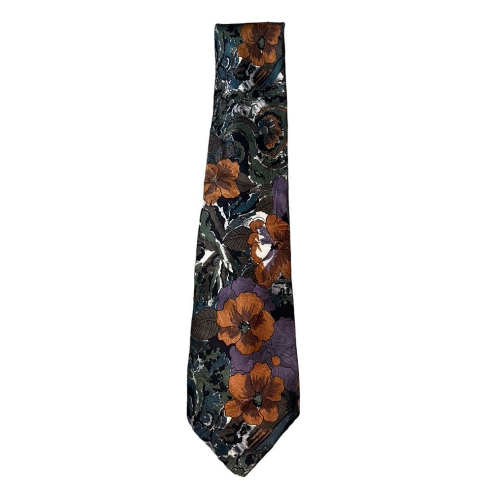 Vintage Isaac Zelcer Couture Italian Made Silk Tie Floral